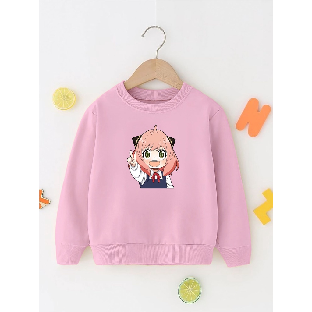 Sweater Perempuan Usia 2 - 12 Tahun Crewneck ANYA FORGER Switer Cewek Cowok