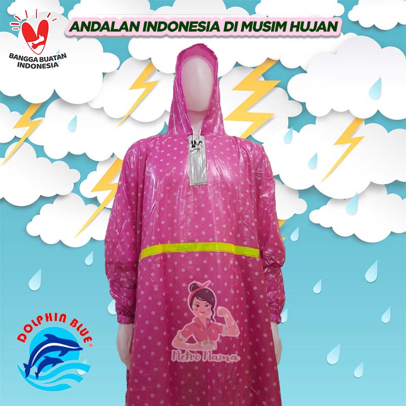 Jas Hujan Poncho Lengan DOLPHIN STAR POLKADOT Ukuran BIG SIZE JUMBO