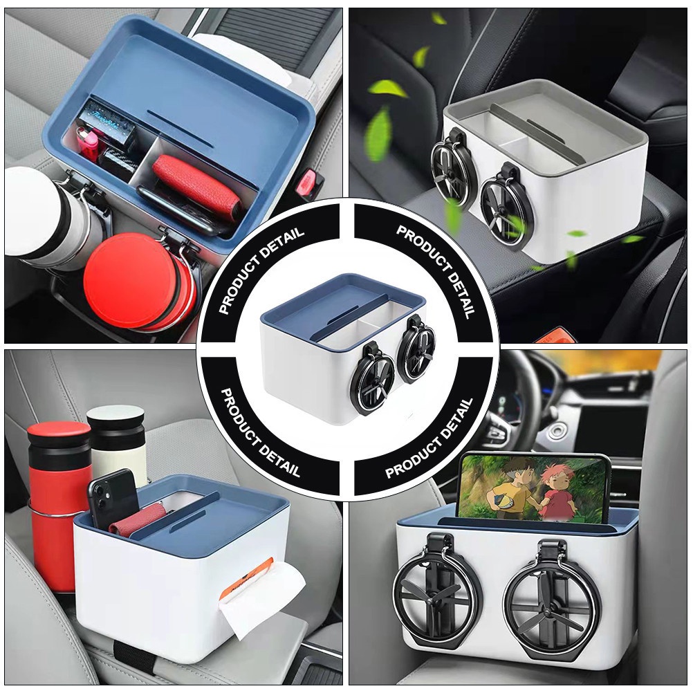 【COD】Kotak Tisu Mobil Multifungsi/Mobil Multifungsi Storage Box/Botol Minum Storage Mobil Kotak Tisu/Kotak Tisu Multifungsi Dengan 2 Cup Holder