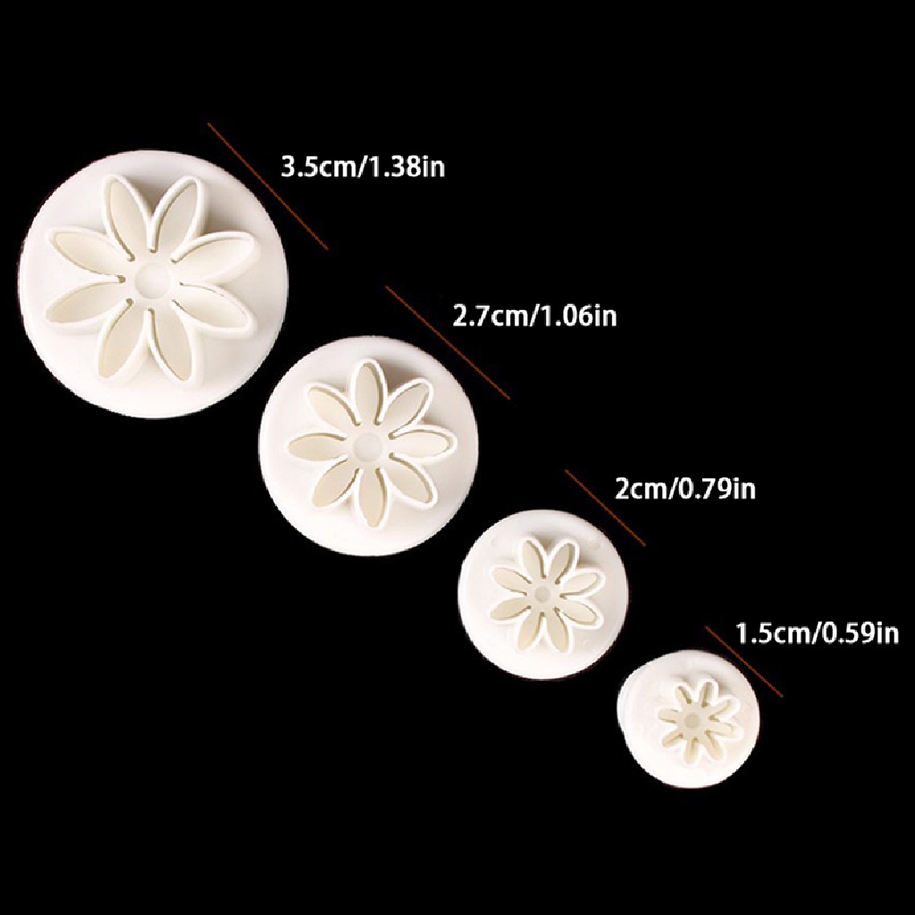 Sunshine 4Pcs Pernikahan Bunga Daisy Kue Plunger Fondant Stamps Cookie Cutter Cetakan.