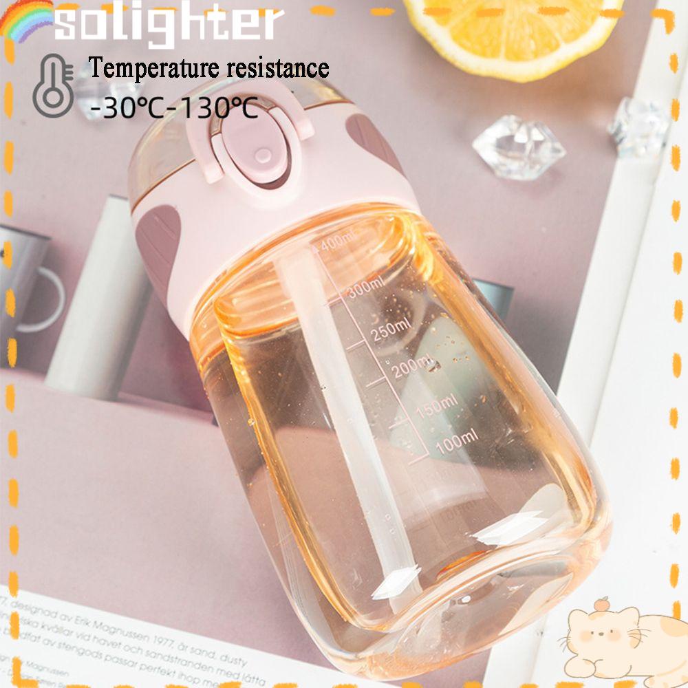 Solighter Botol Olahraga Transparan Travel BPA Free Dengan Flip Straw Water Cup