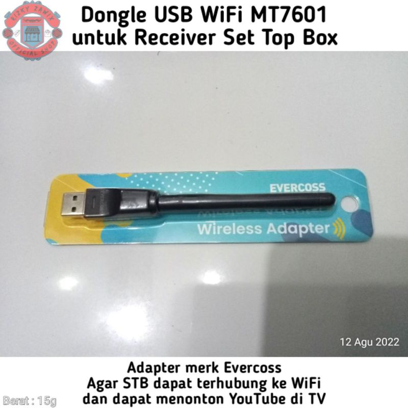 Dongle USB WiFi MT7601 untuk Receiver Set Top Box Televisi YouTube Evercoss • Adapter Internet Wirel