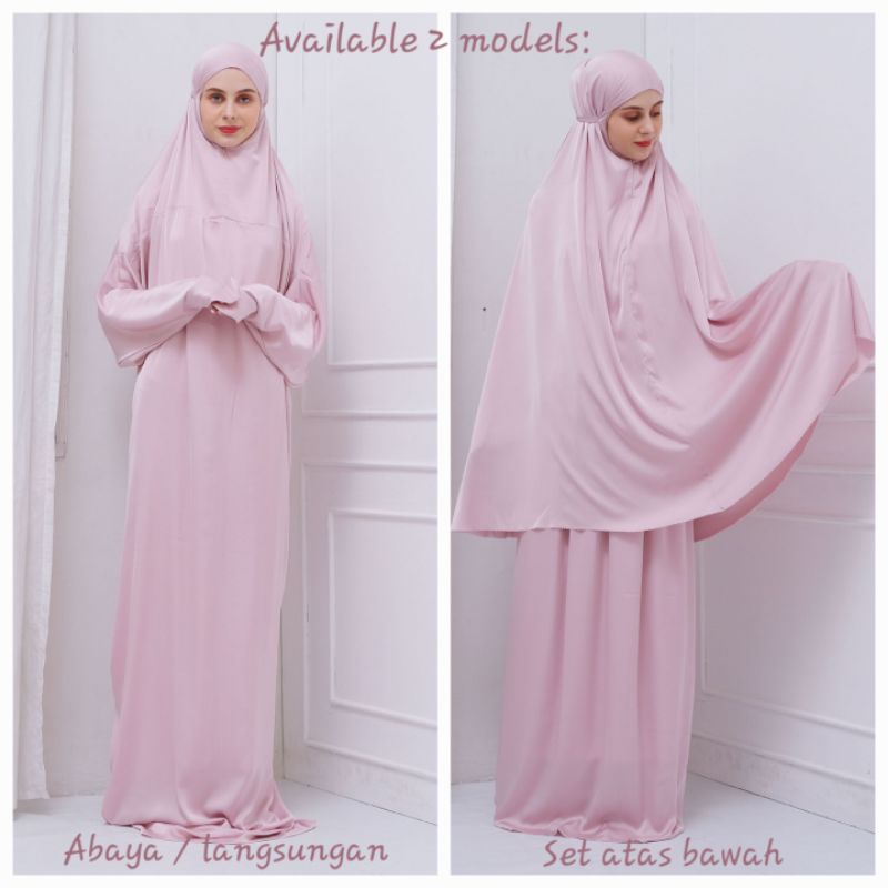 Mukena Premium Armani Silk Laser Cut Dewasa Resleting Dagu