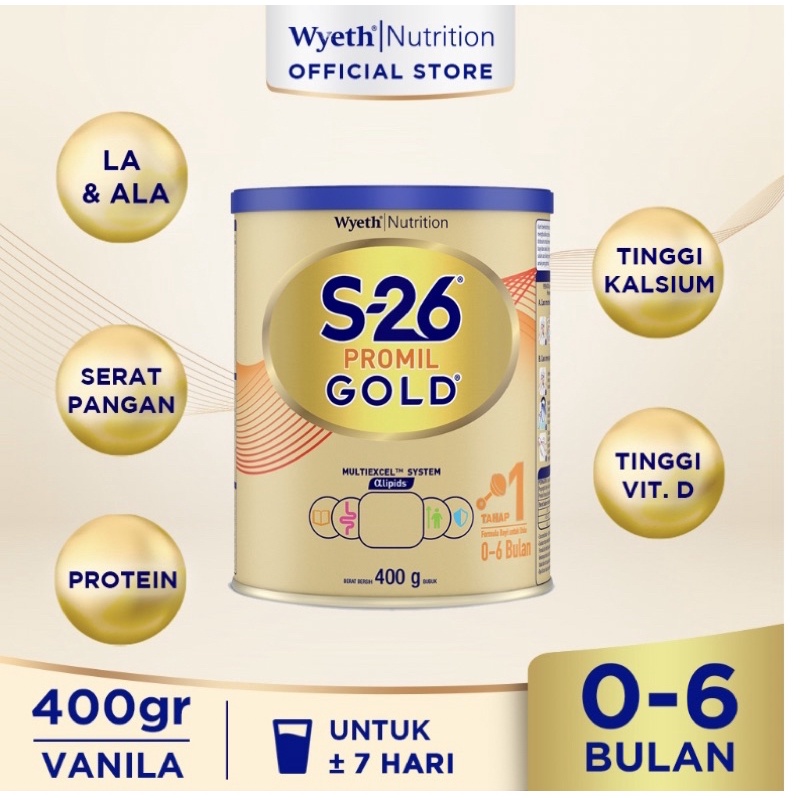 S-26 Promil Gold Tahap 1 Susu Formula Bayi 0-6 Bulan