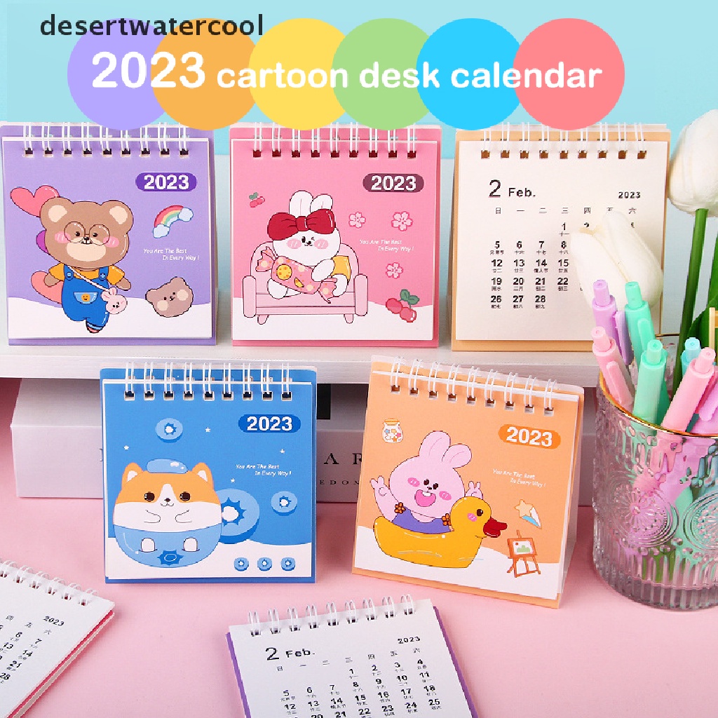 Deid 2023tahun Kelinci Kartun Lucu Kalender Meja Kalender Harian Jadwal Mingguan Planner Agenda Organizer Alat Tulis Halaman Putar Kalender Abadi Martijn