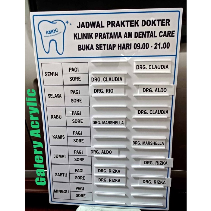 

Paja Acrylic Papan Nama Dokter 60X90 Sign Boad Acrylic Papan Jadwal Praktek