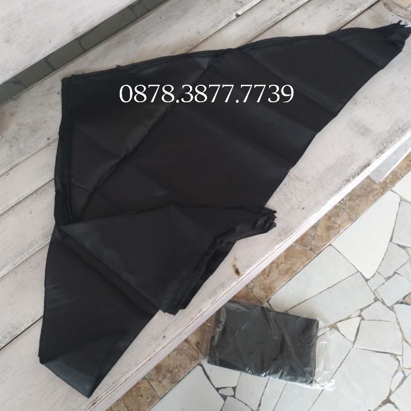 syal hitam polos peles bijian