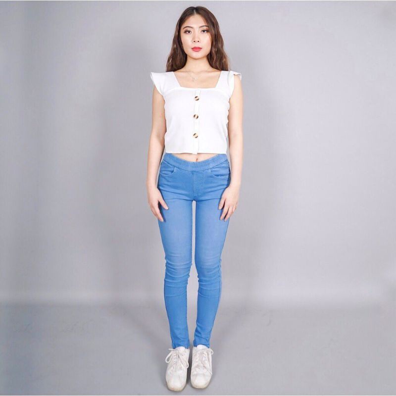 Celana jeans jegging wanita pinggang karet/jegging wanita jumbo/jeans pensil wanita
