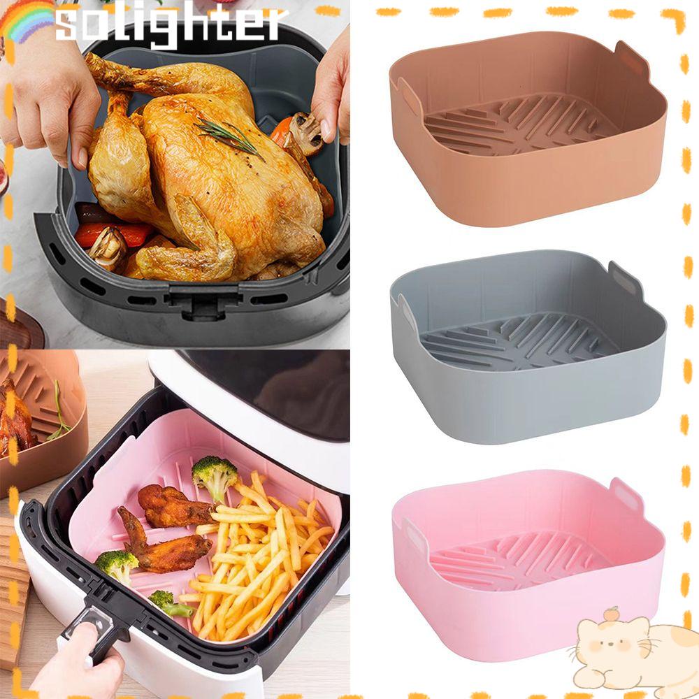 Solighter Square Silicone Pot Soft Cooking Reusable Pizza Plate Baking Basket