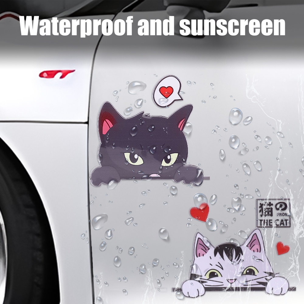 Lucu Jendela Menonton Kucing Stiker Kreatif Auto Decor Aksesoris PVC Perekat Diri Kendaraan Aplikasi 3ukuran Tahan Air Motobike Decal