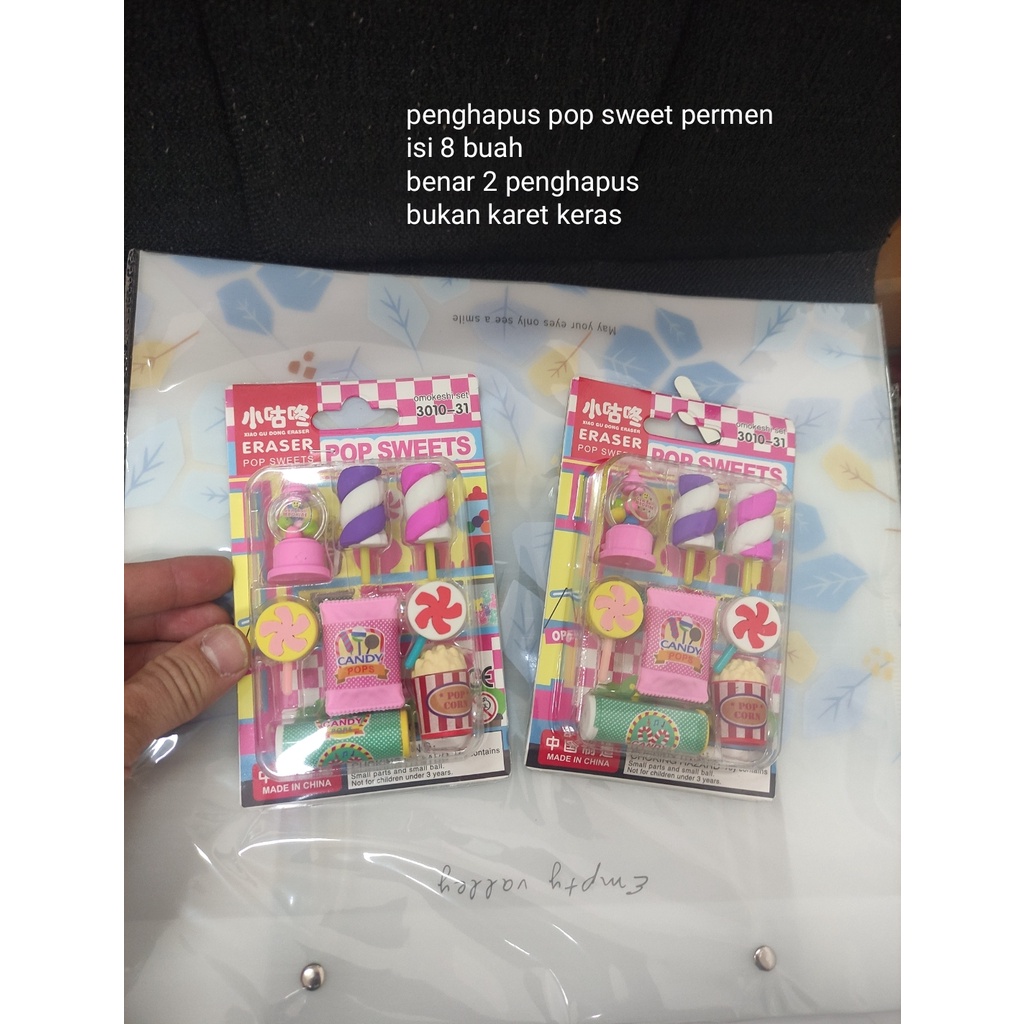 

penghapus set permen sweet pop isi 8 permen benny blister