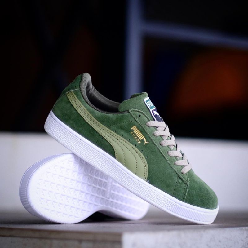 puma suede olive green