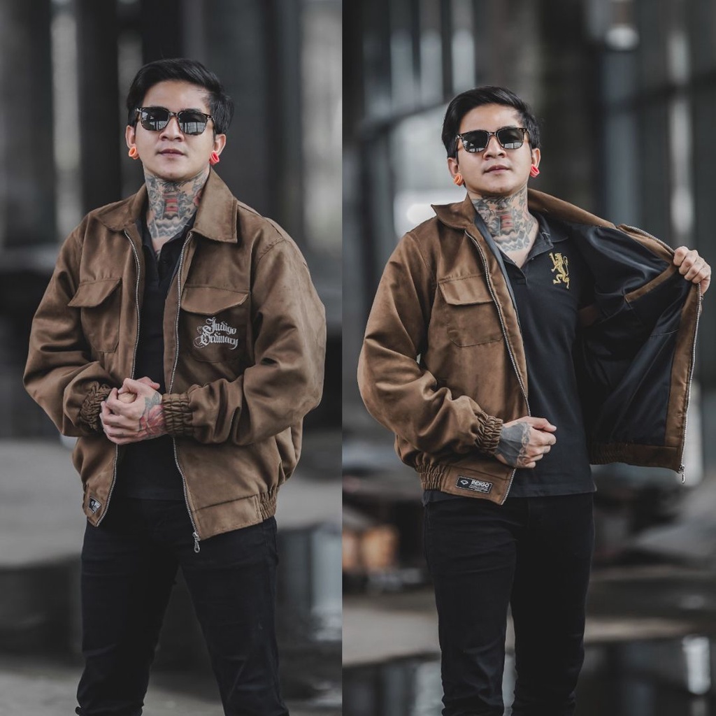 Jaket Bomber Flight  Casual Pria Wanita Indigo -Jaket Casual XL
