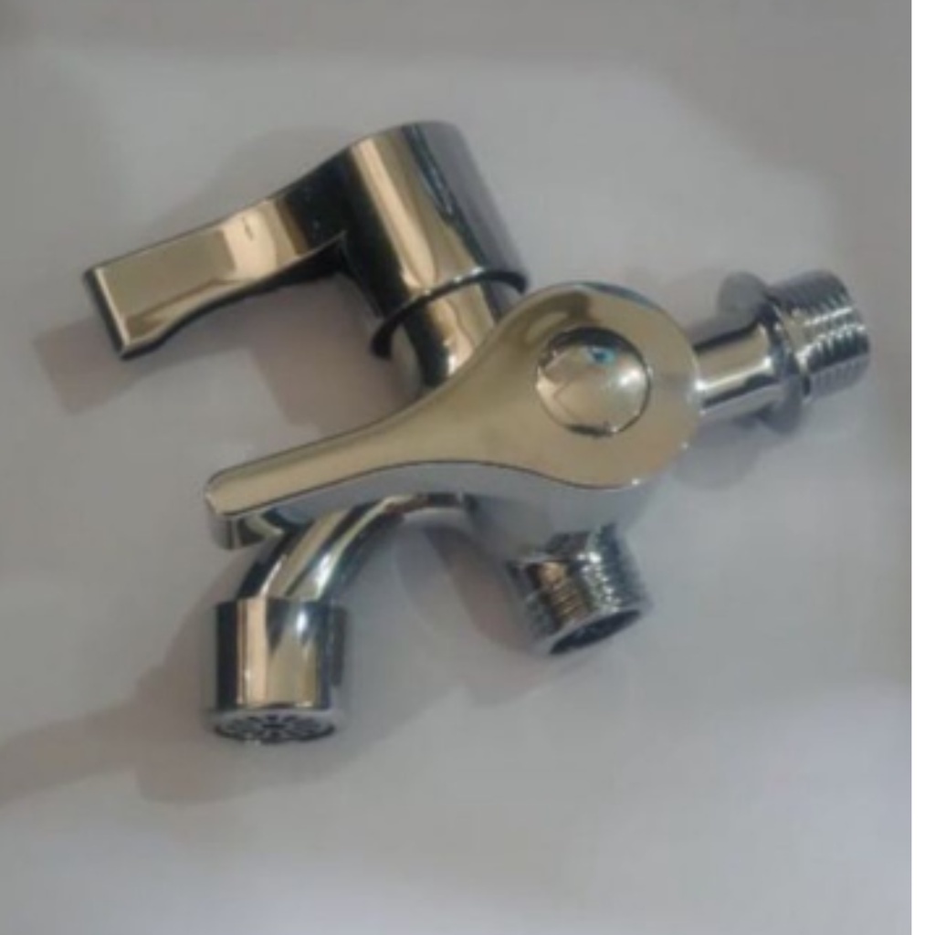 Kran Cabang Shower Keran Double Stainless Chrome Kamar Mandi Drad 1/2 inch Standard