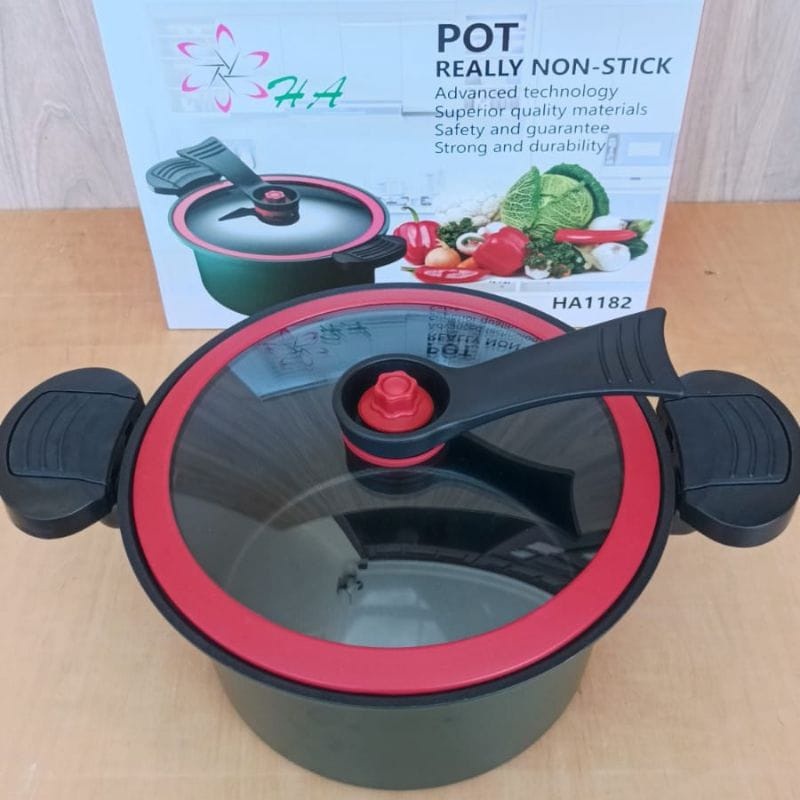 QME Panci Presto Teflon Totipotent Micro Pressure Cooker Pot 3.5L Anti Lengket Panci Presto Teflon Pressure Cooker Pot Totipotent 3.5 Liter Melunakan Daging Lembut Anti Lengket