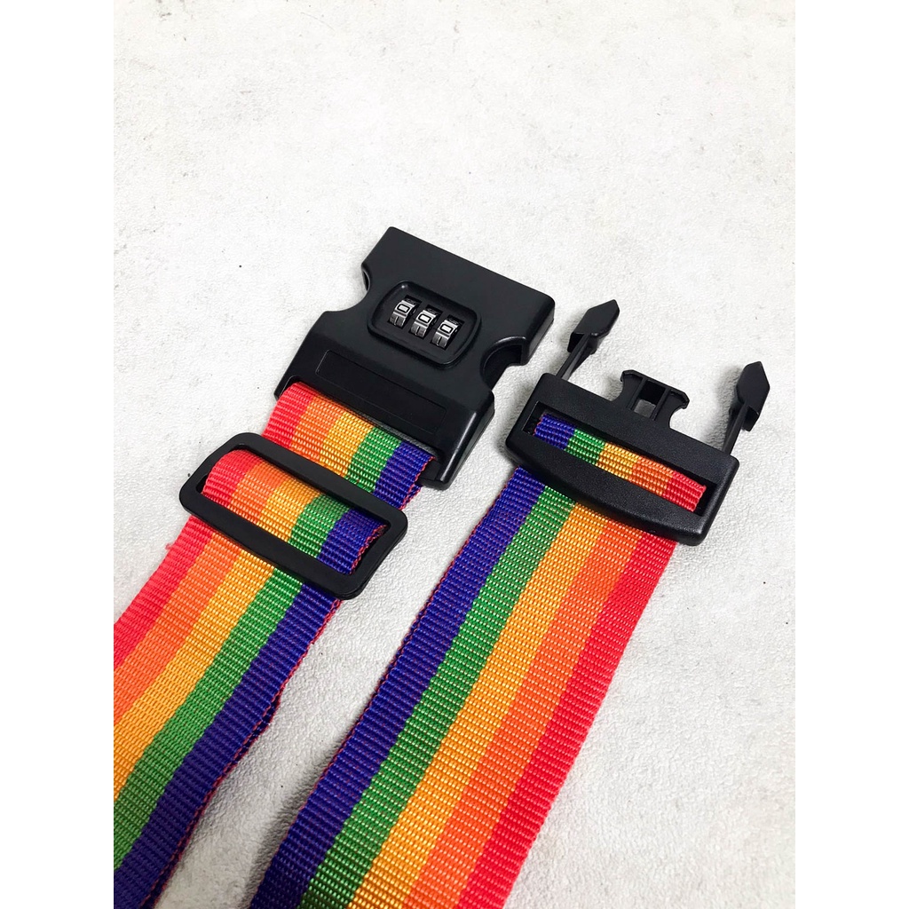 Sabuk Koper Luggage Strap Belt Travel Rainbow Tali Koper Pengaman Kunci Pin Angka SABUK PENGAMAN