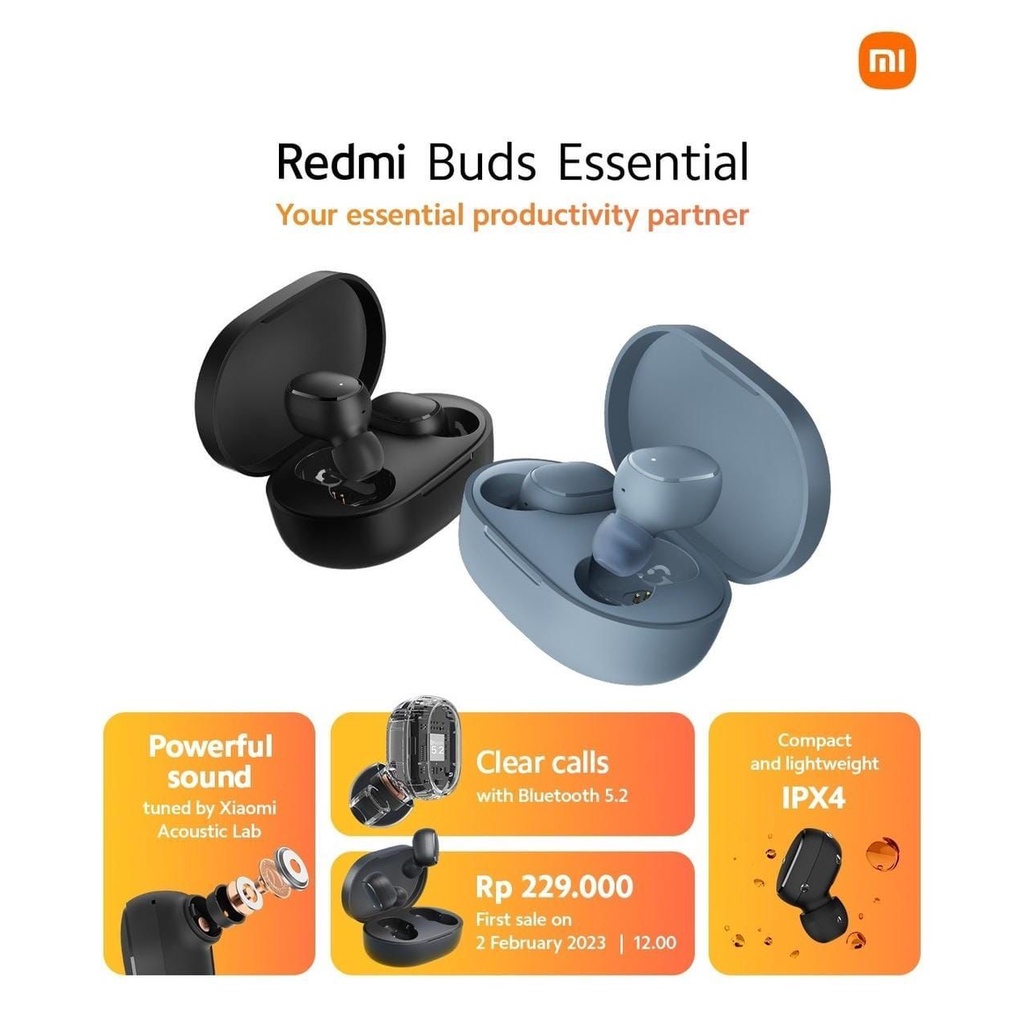 Red mi Buds Essential TWS Earphone Bluetooth Garansi Resmi 6 Bulan Indonesia