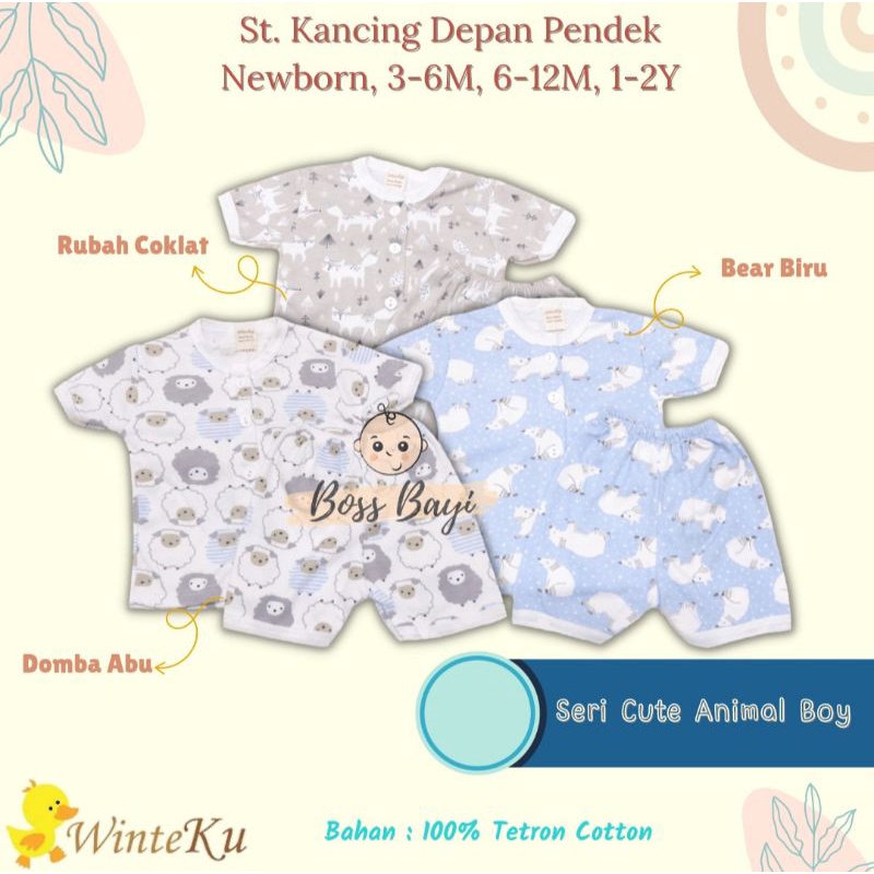 WINTEKU Setelan PENDEK Bayi Anak Kancing Depan Motif