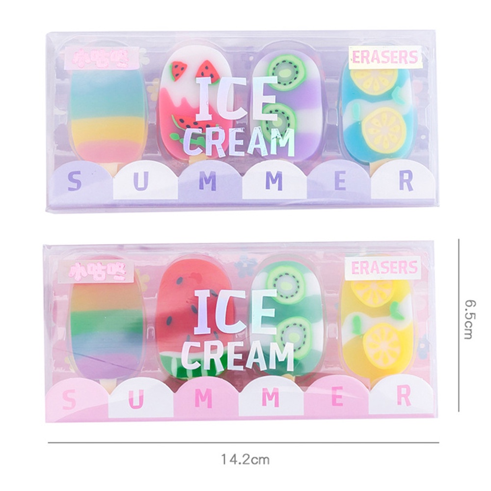 ⭐️𝐈𝐇𝐒 𝟖𝟒𝟔 𝐋𝐚𝐦𝐩𝐮𝐧𝐠⭐️Penghapus Pensil Karakter Es Krim Ice Cream Erazer Set 4pcs