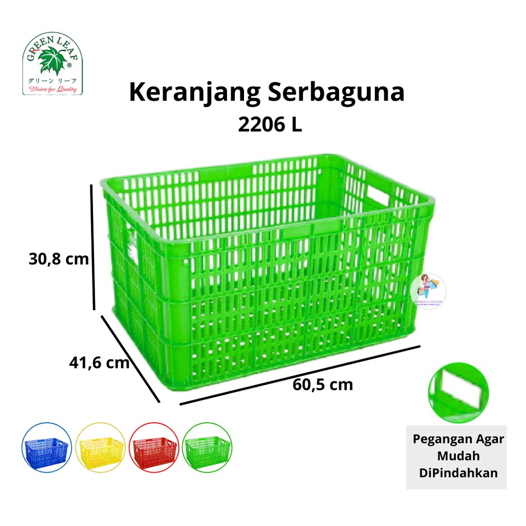 Keranjang Industri Container Box Serbaguna 2206 L Green Leaf