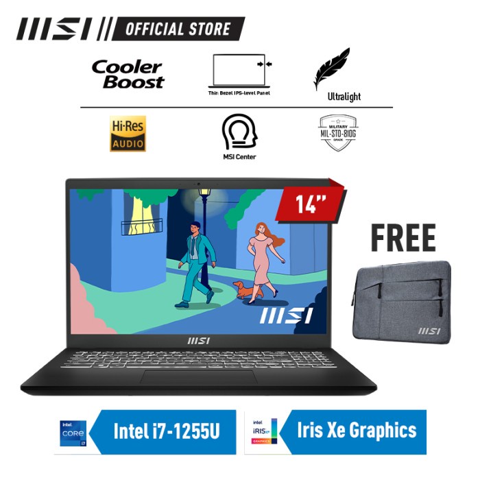 MSI MODERN 14 C12M - i7-1255U - 16GB - 512GB SSD - BACKLIT KB - 14&quot;FHD IPS - WIN11