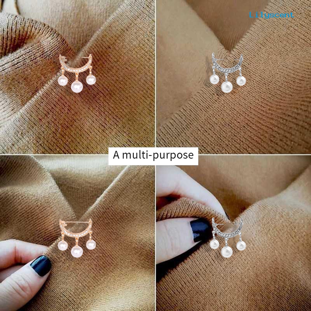[LS] 2 Pcs Setengah Lingkaran Mutiara Imitasi Drop Bros Pin Lencana Piercing Ornamen