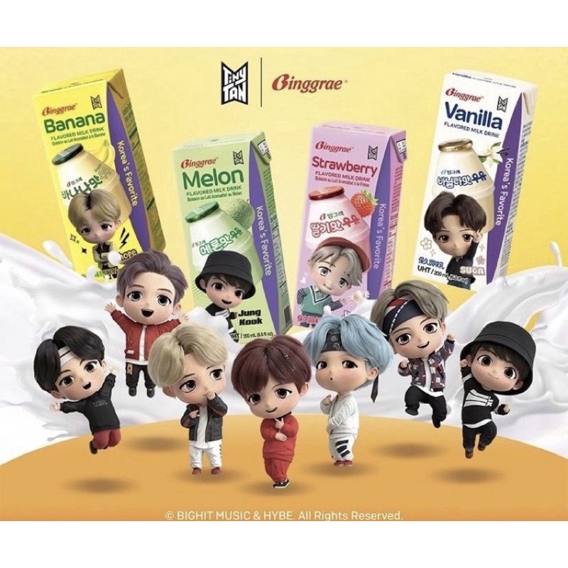

SUSU BINGGRAE MILK BTS SPECIAL EDITION HALAL KOREA (BANANA, MELON, STRAWBERRY, VANILLA)