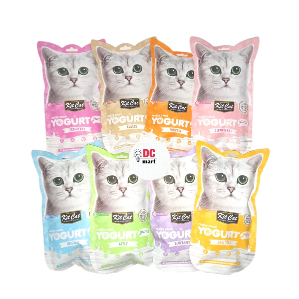 KITCAT Freeze Dried YOGHURT ( 1 x 10 Gram ) / Snack Kucing untuk Pencernaan Probiotik Kit Cat Premium