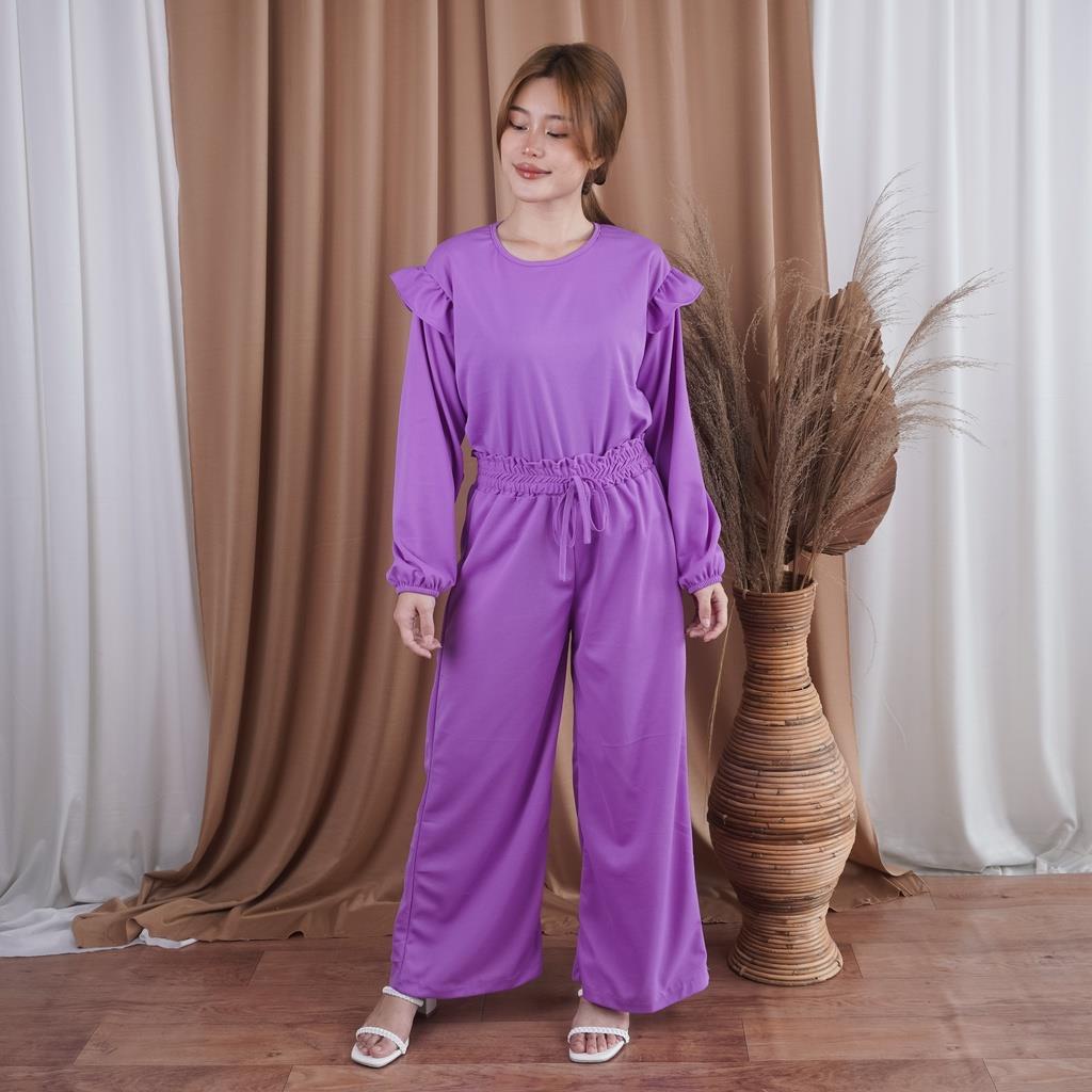 MJS 1.109 - Setelan Ruffle Crepe Atasan Bawahan Set Pakaian Wanita