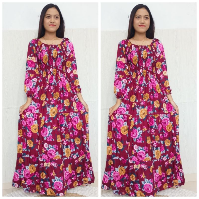 LONGDRESS CANDA MOTIF MAWAR BESAR