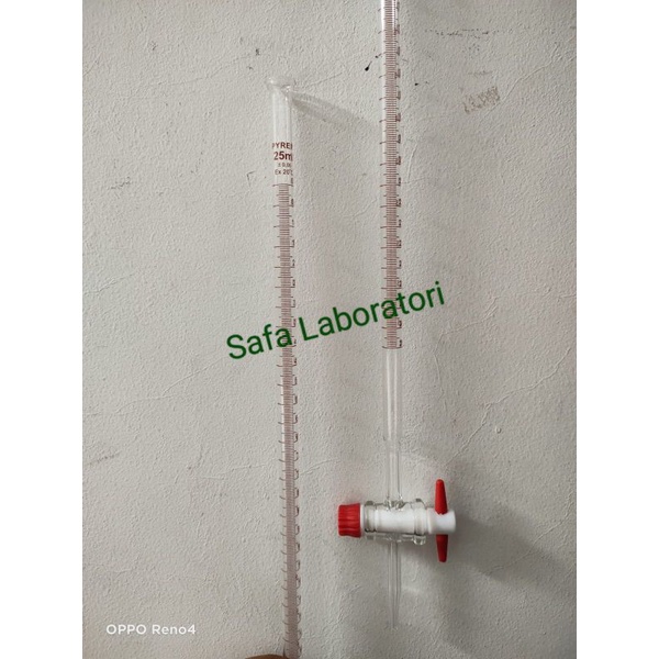 Buret 25Ml Kran Teflon Pyrex Alat Kompresi Volume Buret Glass Pyrex