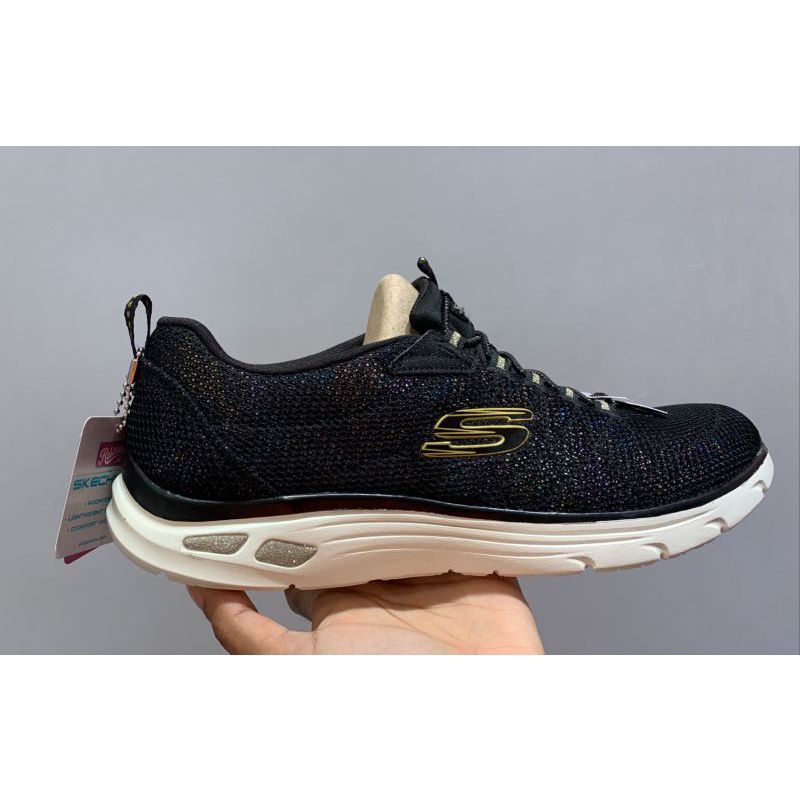 SKECHERS D'LUX RELAXED FIT WOMEN'S BLACK/GLATTER