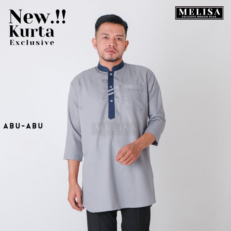 Koko Kurta Dewasa Baju Koko Kurta Pria Lengan 3/4 Warna Abu Abu Bahan Toyobo Super Premium