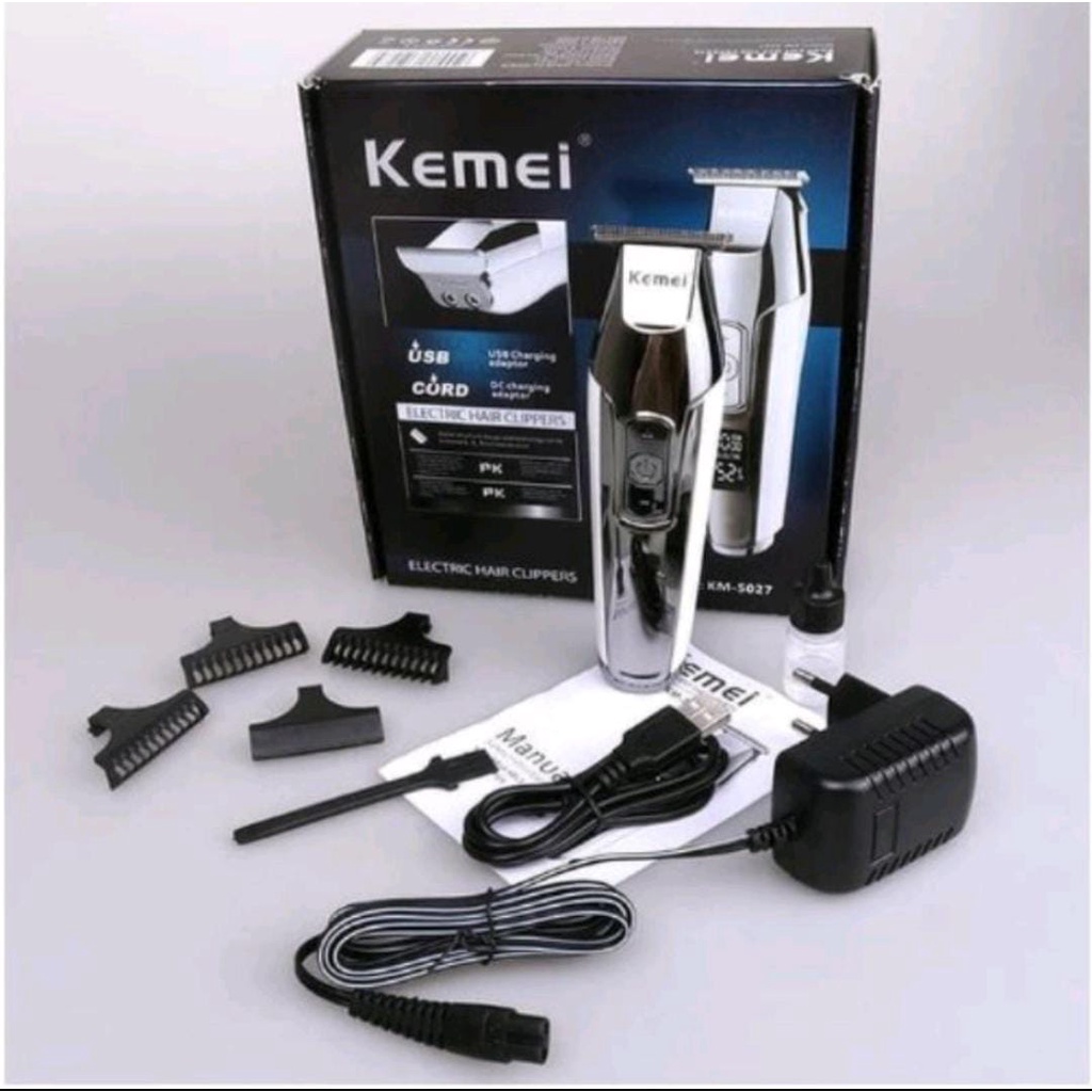 KEMEI 5027 ORIGINAL - ALAT MESIN CUKUR RAMBUT CAS TRIMMER KM5027 KM-5027 LCD DIGITAL