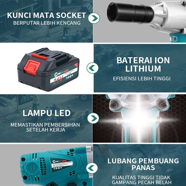 MESIN IMPACT WRENCH SH53C MAILTANK Pembuka Buka Pengencang Baut BATERAI 13mm 21 Volt / Impact Wrench CORDLESS 13 mm 21V SH53C MAILTANK