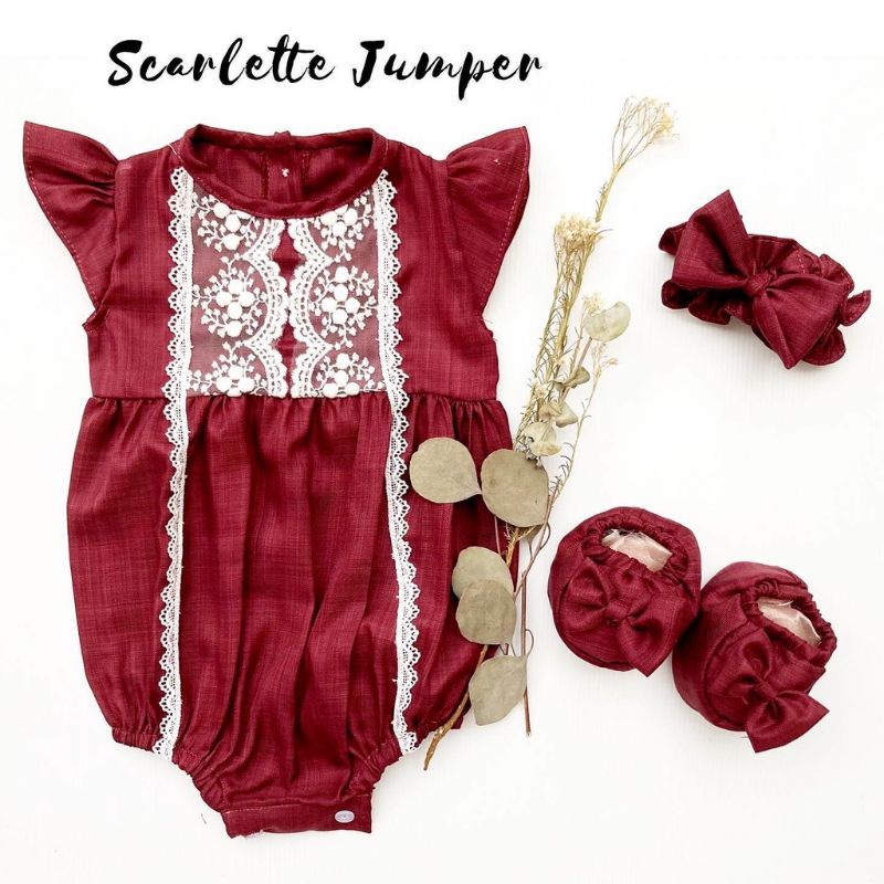 Baju Setelan Bayi Perempuan Jumper set Bandana Sepatu MADELINE/CELLY/SCARLETTE