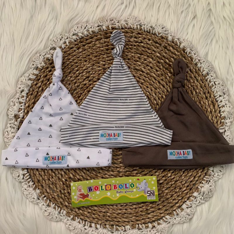 Serian abu - 3 pcs Topi Kupluk Bayi baru lahir topi bayi 0-3 bulan NEWBORN