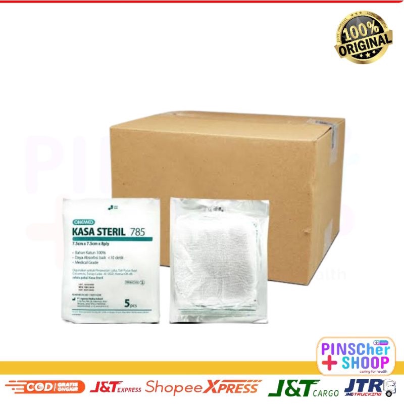 Kasa Steril 785 Onemed 7,5x7,5Cm 8 Ply Isi 5 Pcs /  Box