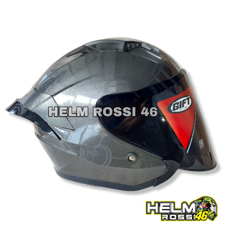 HELM GIFT SARGON GREY GLOSSY ABU ABU METALIK rep NJS KAIROZ + Visor FLAT Venom + Spoiler