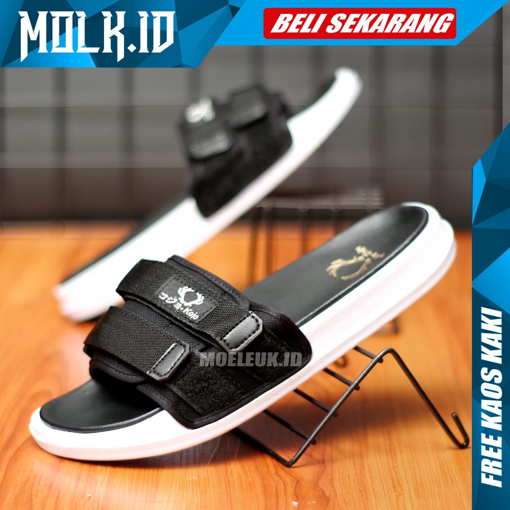 MOLK Sendal Slide Pria Kekinian Original Distro Sendal Cowok Murah Simple Trendy Masa Kini