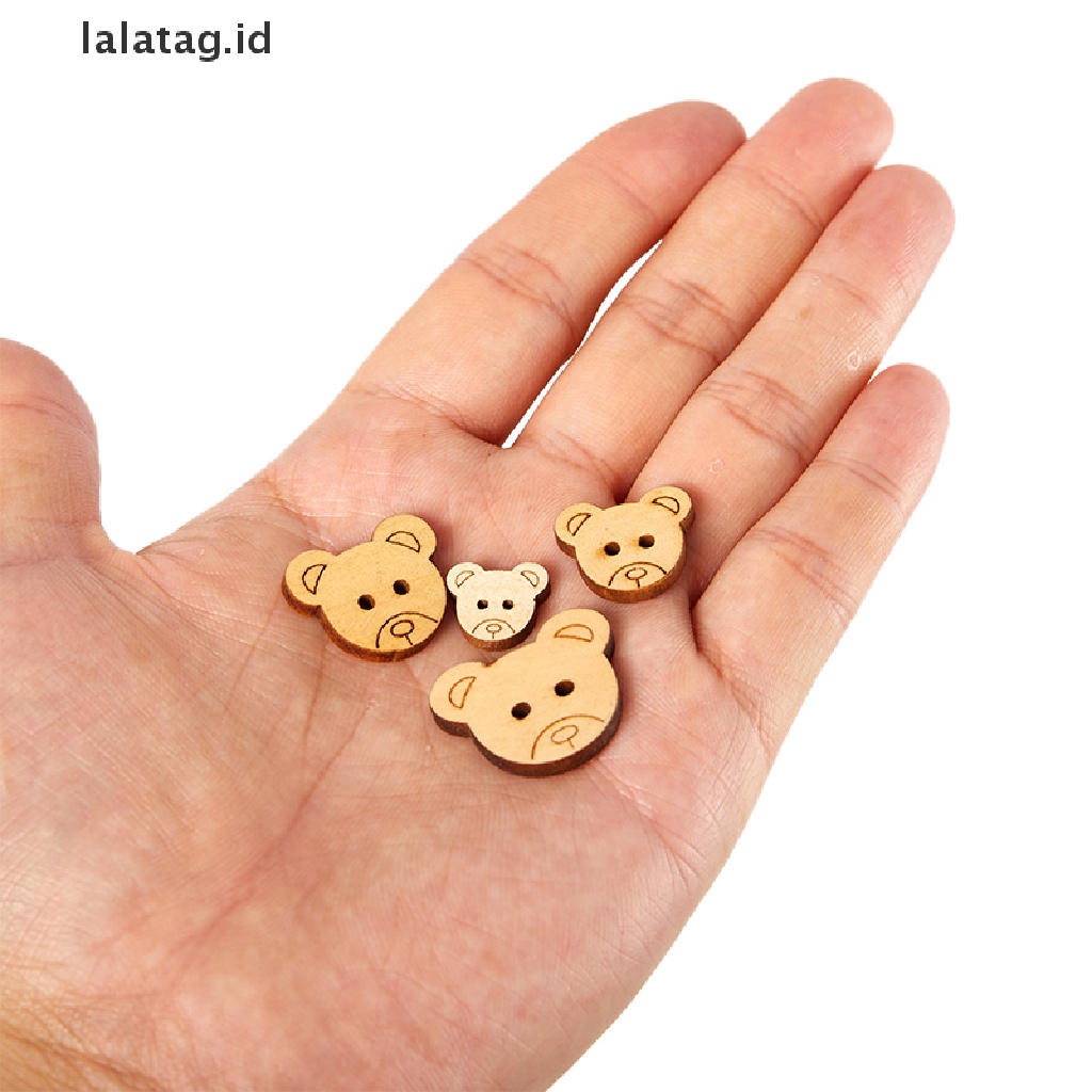 [lalatag] 50pcs Kancing Natural Teddy Bear Ch Kancing Jahit Kayu Buttons [ID]