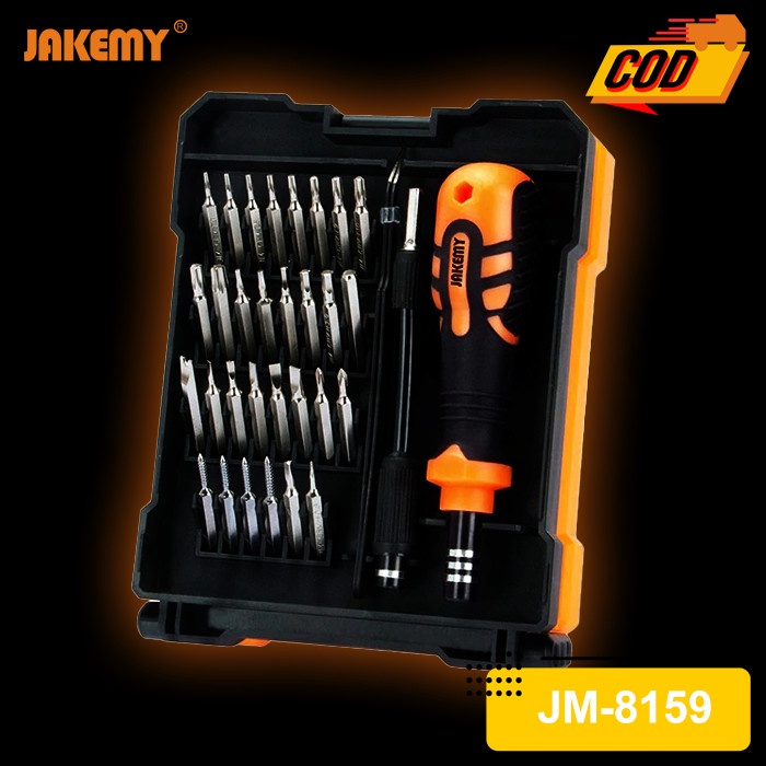 Screwdriver set tool jakemy 34in1 electronic with pinset tweezer for hp laptop vga pc cpu tv jm-8159 - Obeng teknisi pro