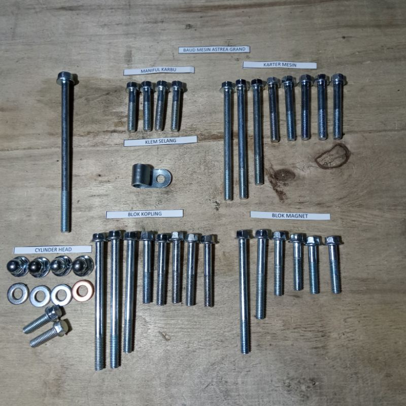 baut baud mesin set Honda Astrea grand star prima