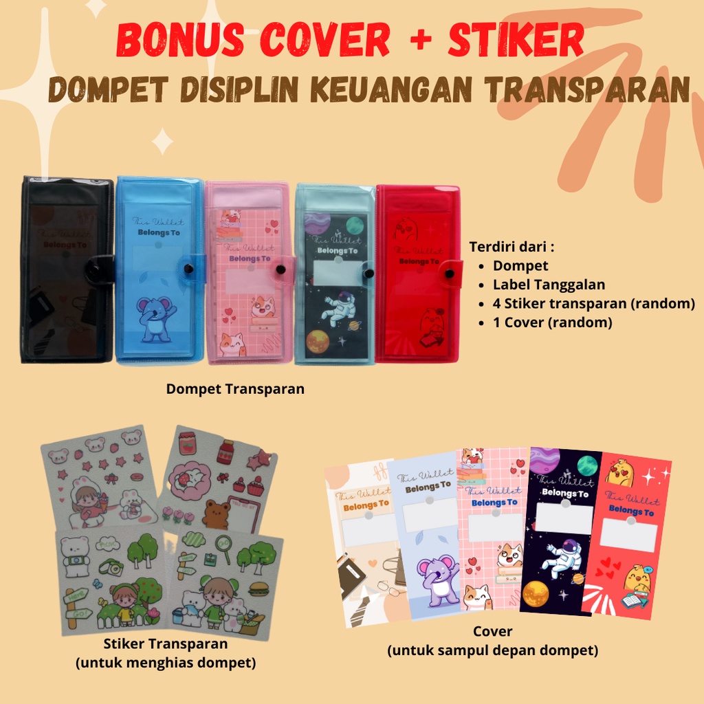 ( Bonus Stiker &amp; Cover ) Dompet Disiplin Keuangan Bulanan / Dompet Organizer Keuangan Transparan