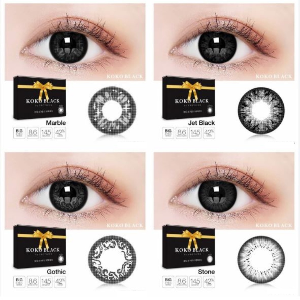 [bs COD] SOFTLENS X2 KOKO BLACK BY EXOTICON 14.5 MM  - Lensa Kontak Lensa Mata - Nayra Softlens
