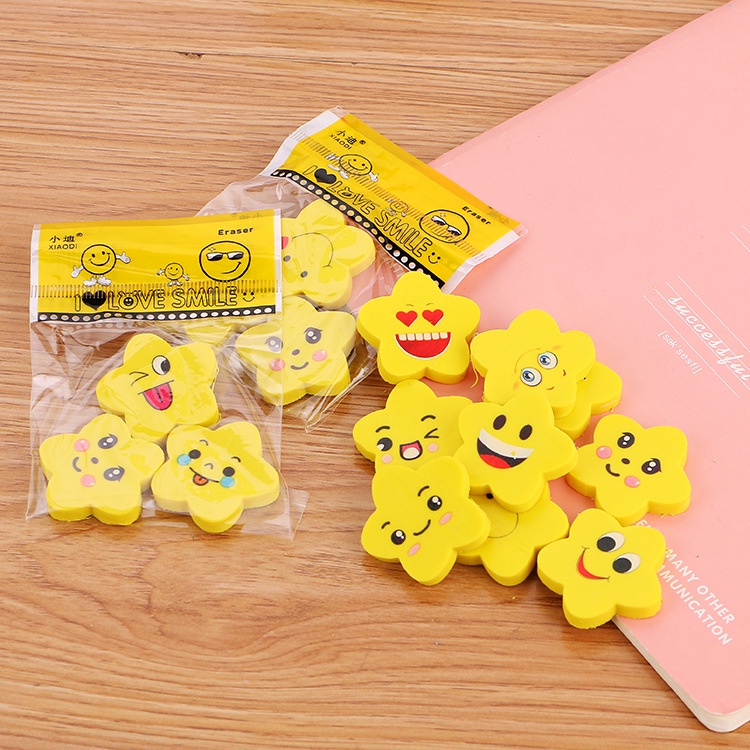 ⭐️𝐈𝐇𝐒 𝟖𝟗𝟏 𝐋𝐚𝐦𝐩𝐮𝐧𝐠⭐️Penghapus Pensil Bintang Karakter Emoji Smile Set 3pcs