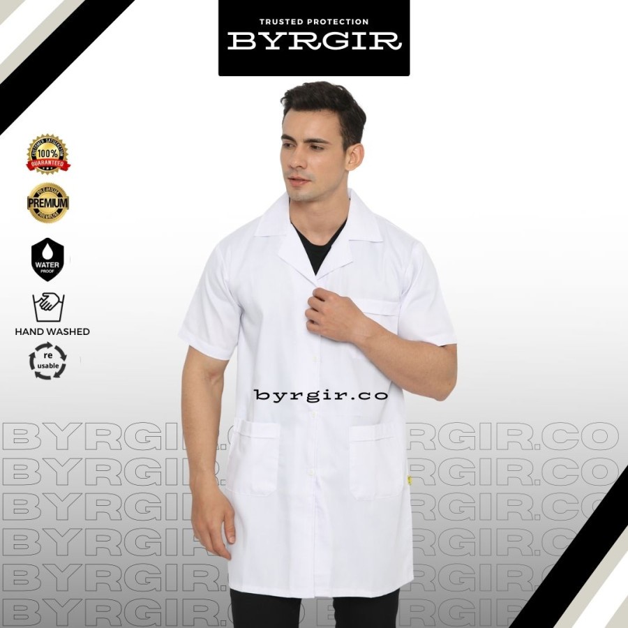 BYRGIR Jas Lab APD Baju Laboratorium  Lengan Pendek Baju RS Praktek Praktikum Lengan Panjang Jas Rumah Sakit Sneli Koas