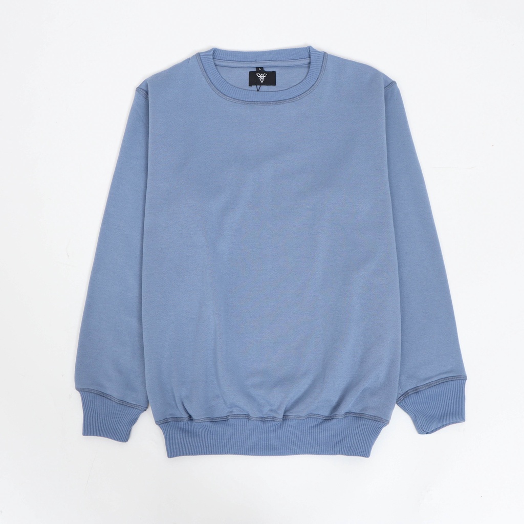 Pollac Sweater Crewneck Basic Steel Blue Polos Unisex Pria dan Wanita