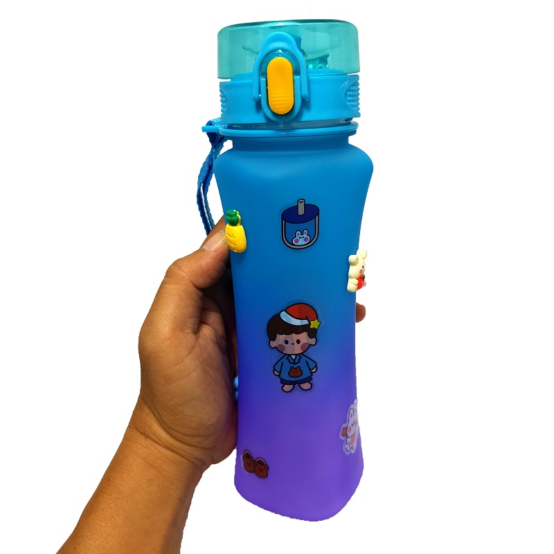 Botol Minum Viral 800 ML Infuser Water Pelangi Gradasi Dewasa Travel Sport Anak Sekolah Free Stiker