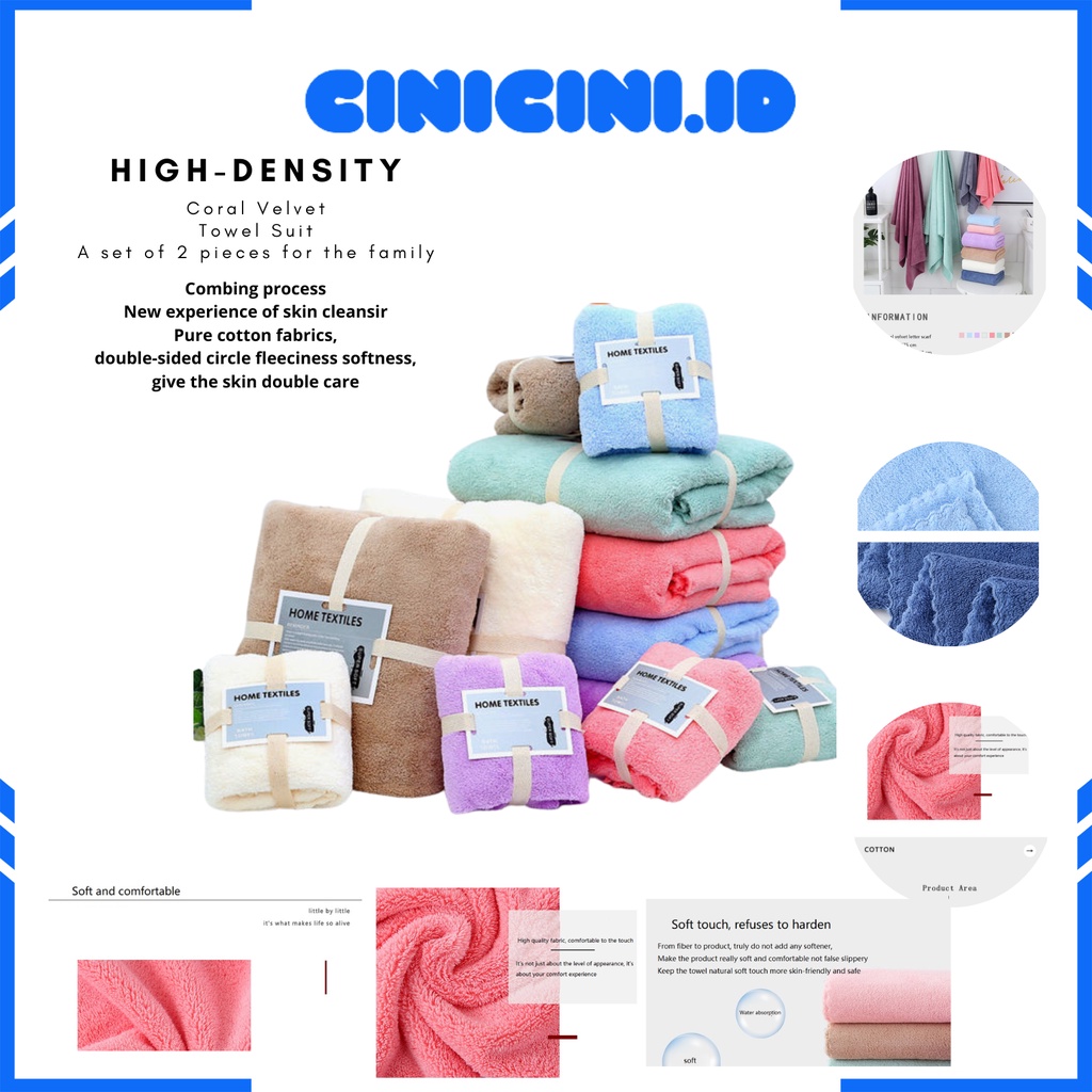 [ Cinicini ] Handuk Set 2 in 1 Handuk Mandi Isi 2pcs